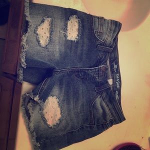 Car & jack jean shorts with ripped lace